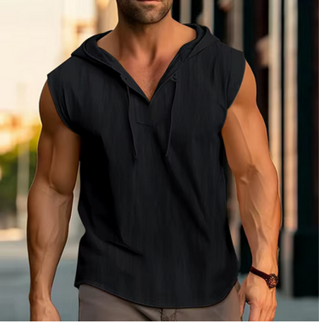 قميص رجالي موضة 2024 غير رسمي رياضي ذو زر أمامي برباط وغطاء للرأس