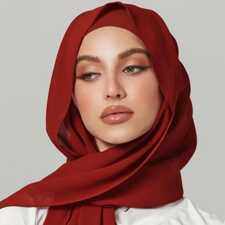 Châle Crêpe De Soie -  Rouge Brique