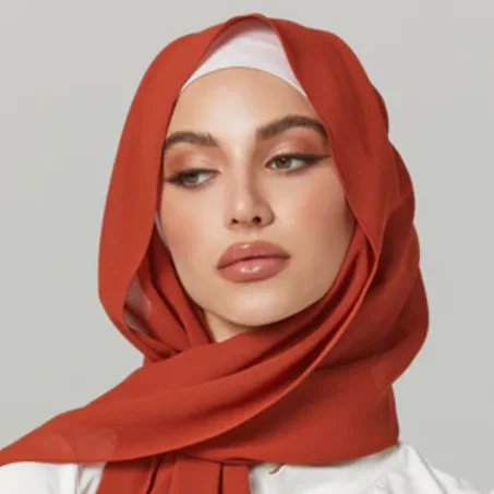 Châle Crêpe De Soie -  Orange Brique