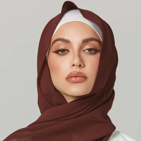 Châle Crêpe De Soie -  Marron