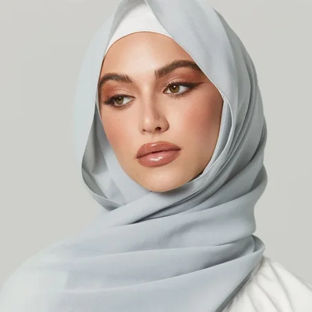 Châle Crêpe De Soie - Bleu Gris