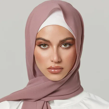 Châle Crêpe De Soie -  Mauve Poudré