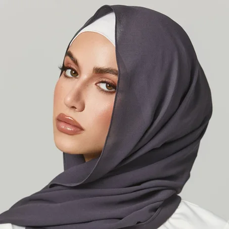 Châle Crêpe De Soie -  Gris Teinté