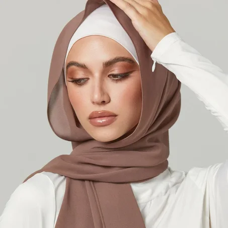 Châle Crêpe De Soie -  Taupe