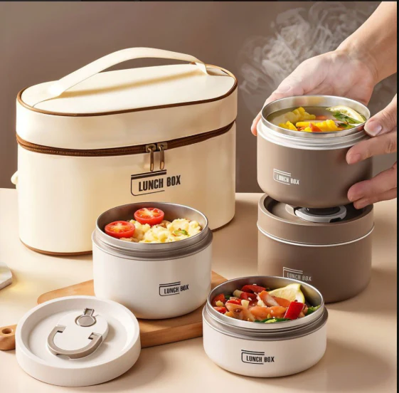 لانش بوكس حراري مع حقيبة عملية – الأناقة والراحة في طقم واحد!