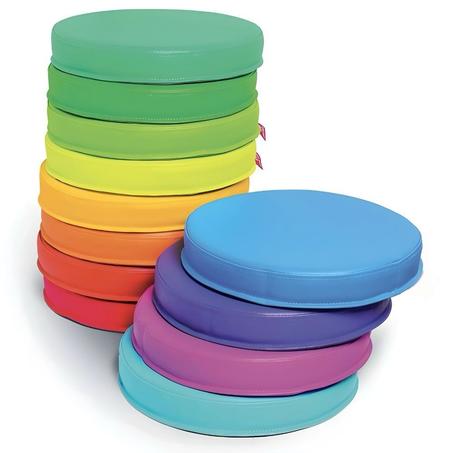 Lot de 10 coussins-galettes larges multicolores - ⌀32cm - épaisseur 5cm
