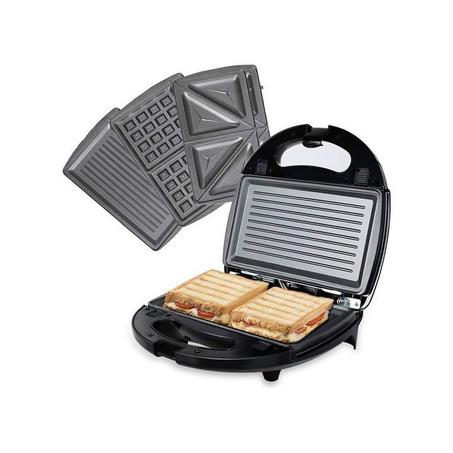 Croque-monsieur 3 en 1 en Acier Inoxydable, 750W, Noir