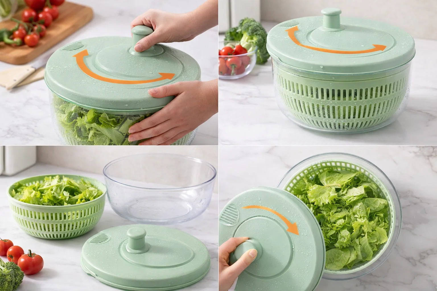 مجفف الخضر والسلطة اليدوي (Salad Spinner) ⭐