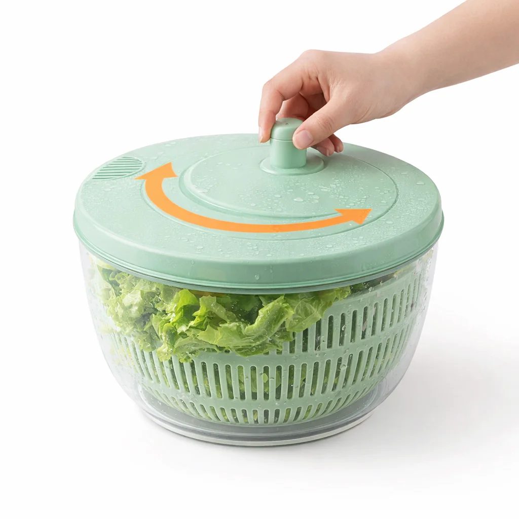 مجفف الخضر والسلطة اليدوي (Salad Spinner) ⭐