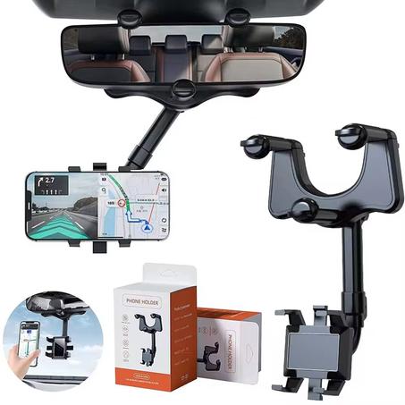 Support de téléphone pour rétroviseur de voiture Support de téléphone de voiture rotatif et rétractable à 360 °