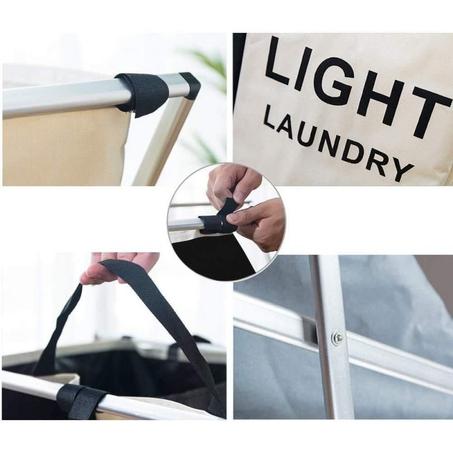 سلة غسيل 3 حجرات، أكسفورد (نسيج) عالي الجودة، كيس غسيل، سلة غسيل، سلة تخزين، ثلاثي