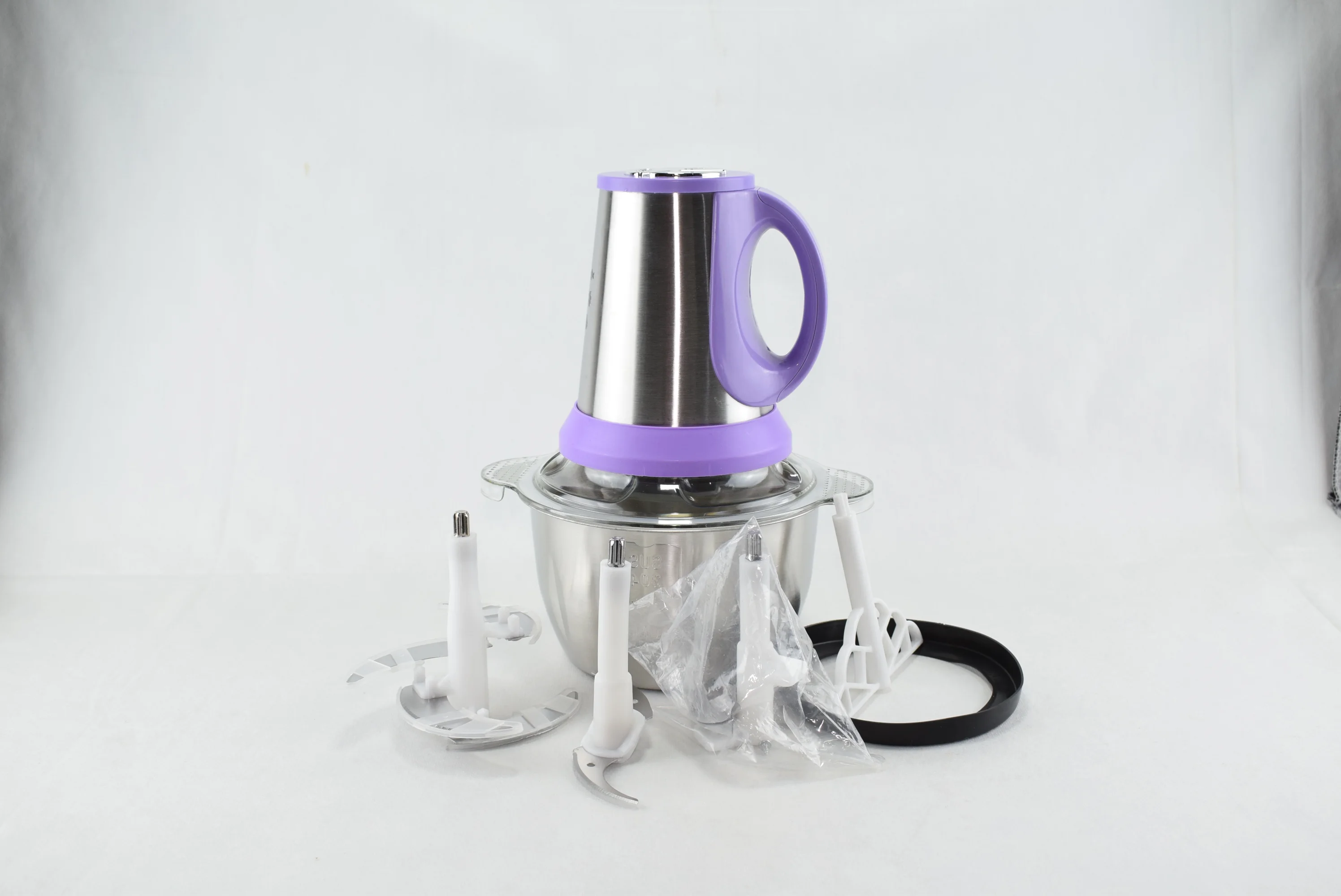 185 - Hachoir Électrique Bol en INOX 2L - 450W مفرمة كهربائية ستانلس ستيل وعاء 2 لتر - 450 وات