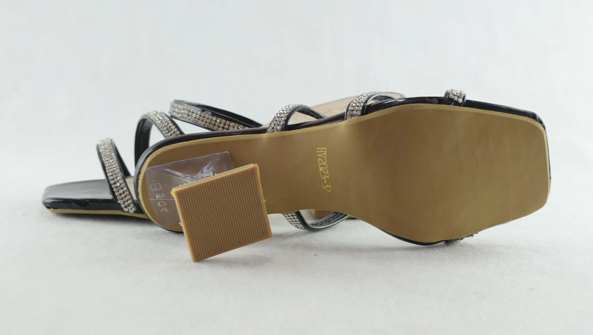 444-sandales élégant pour femme avec talon transparent 2023-2024 Noir