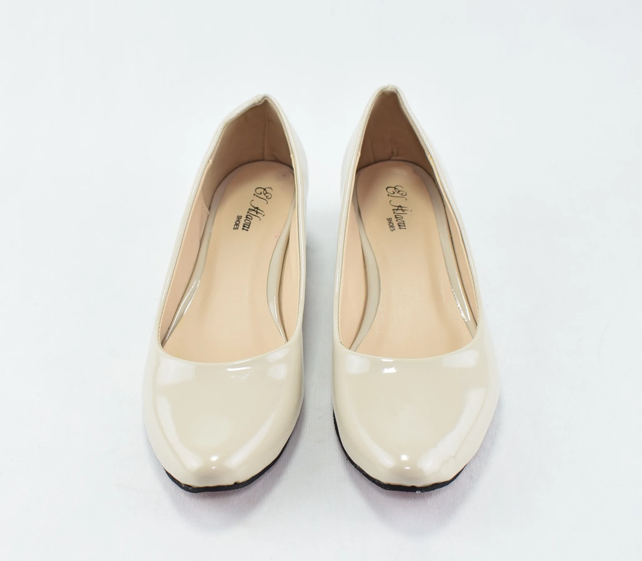129 - Escarpins chaussures femme à talon moyen - Beige
