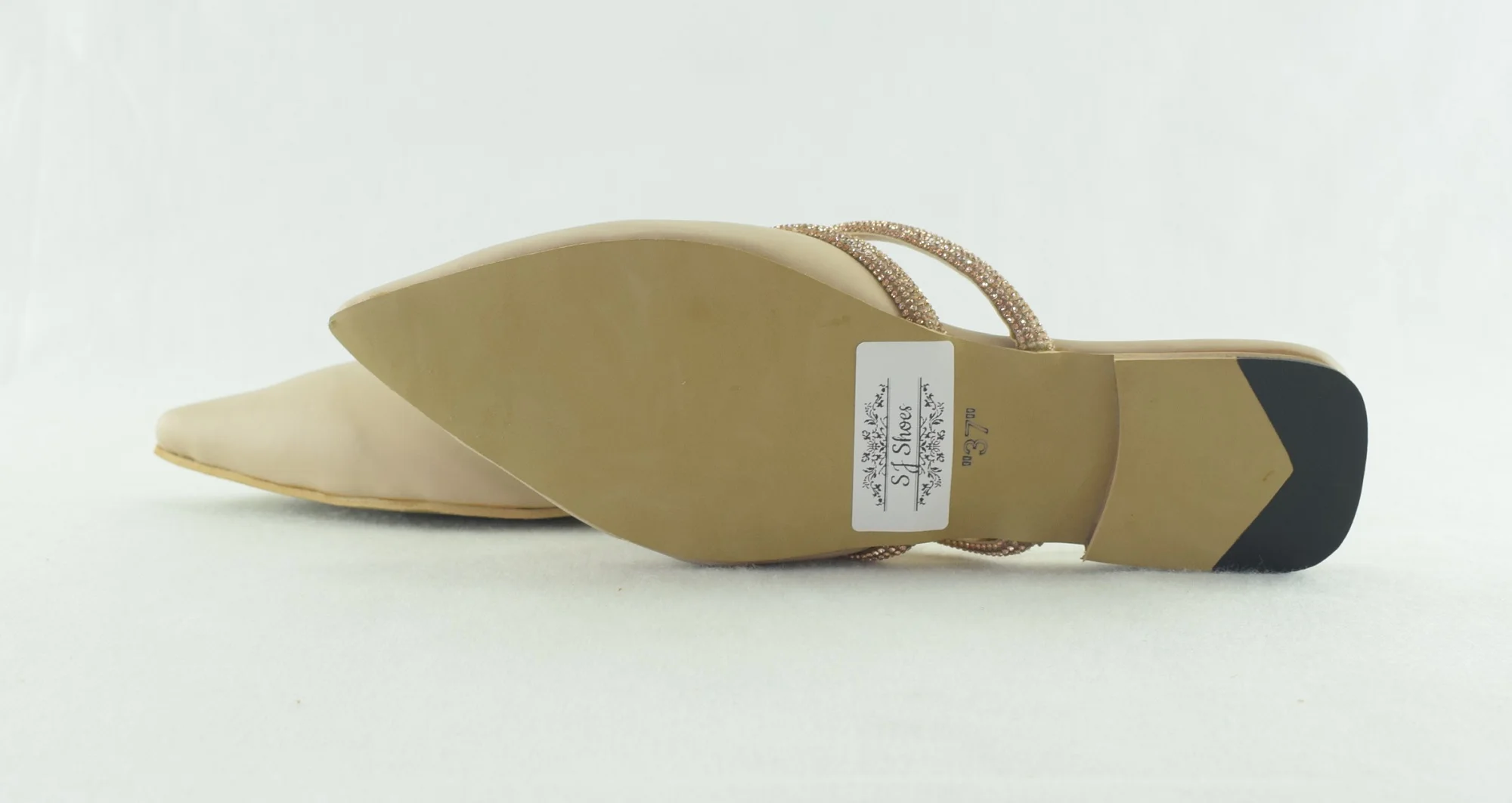 682 - Mules Plates à Bout Pointu élégantes - Beige
