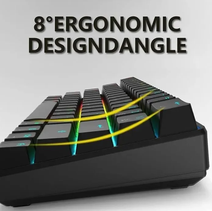 883 - Mini Clavier de Jeu Mécanique Filaire 60%, Ultra-Compact Rétroéclairé RGB