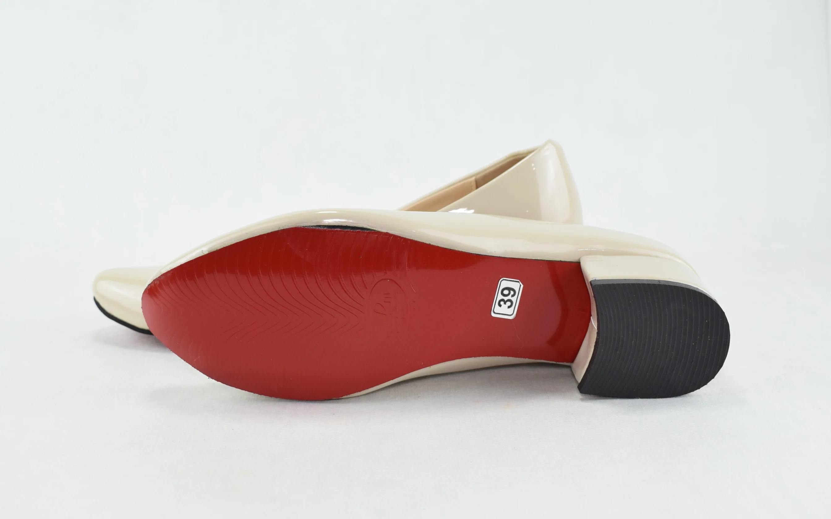 129 - Escarpins chaussures femme à talon moyen - Beige
