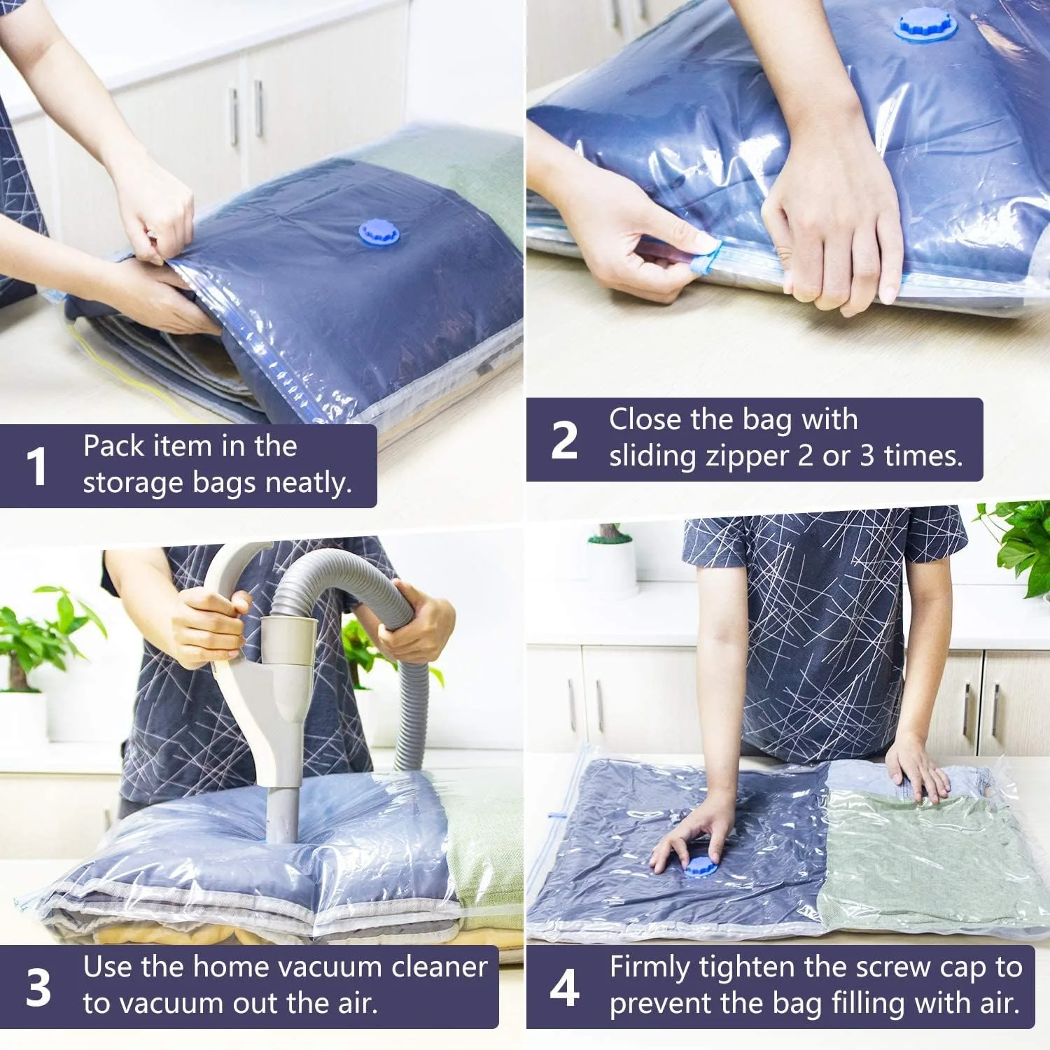 Lot de 8 Sac de Rangement sous vide pour Voyage avec Pompe