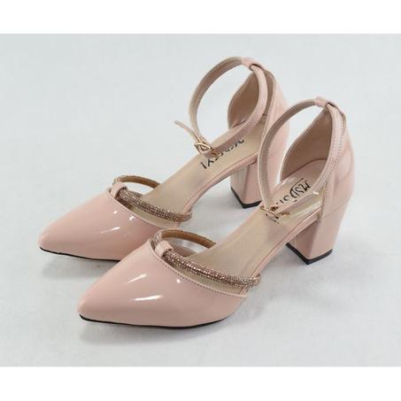 227 - Escarpins à bout pointu à talons hauts à bride de cheville - Rose
