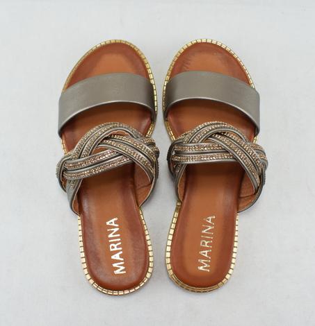 336-Sandale femme élégante  - gris argenté