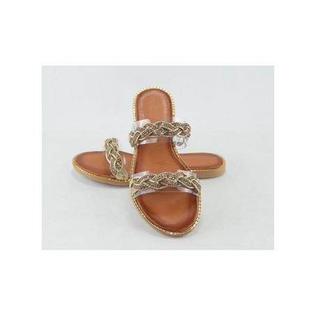 296-Sandale femme élégante dorée  - Or