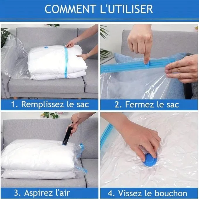 Lot de 5 Sac de Rangement sous vide pour Voyage avec Pompe