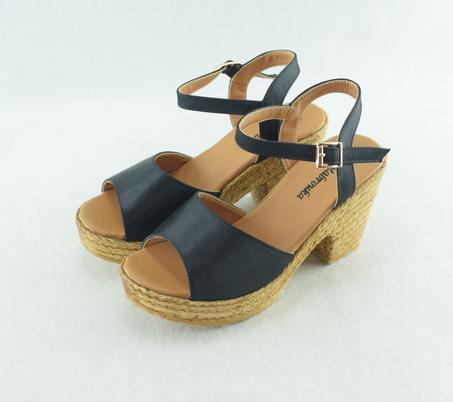 731-sandales femme a talon haut et plateforme Noir - Marron