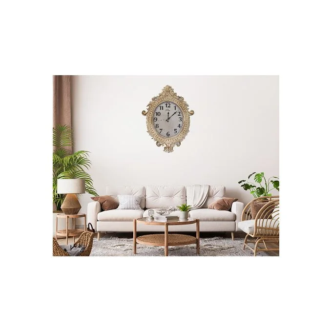 264 - horloge murale grande taille pour décoration salon, style classique - Beige