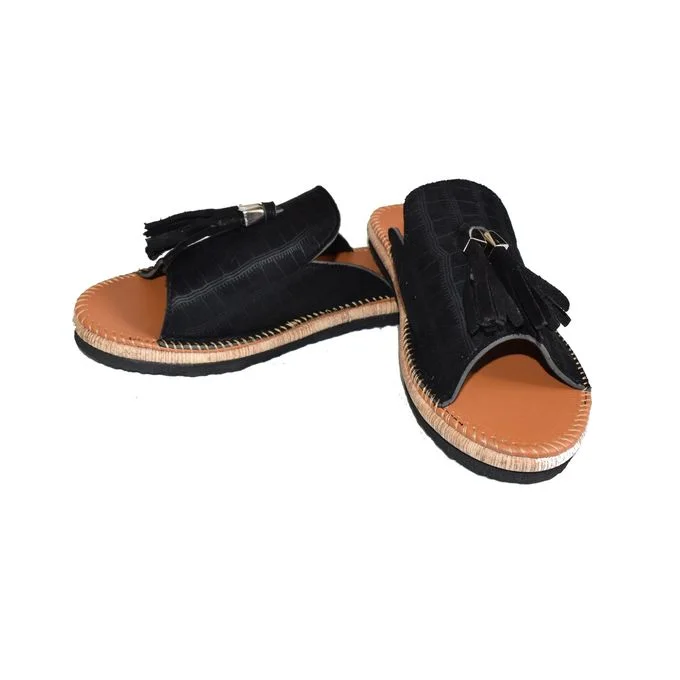 05-Sandale femme noir,Sandale cuir Souple et légère,confortable,haute qualité