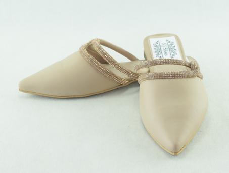 682 - Mules Plates à Bout Pointu élégantes - Beige