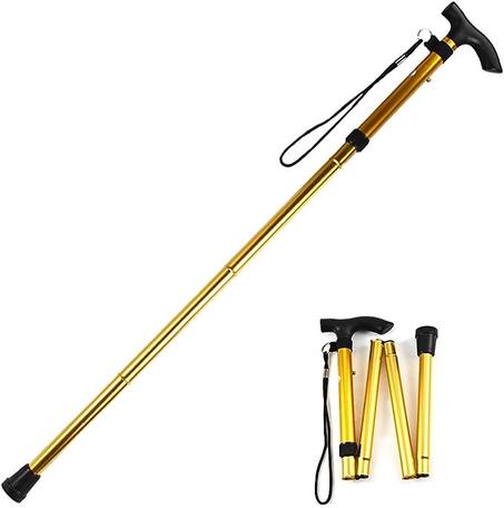 854O - Canne de Marche pliante ultra légère - doré