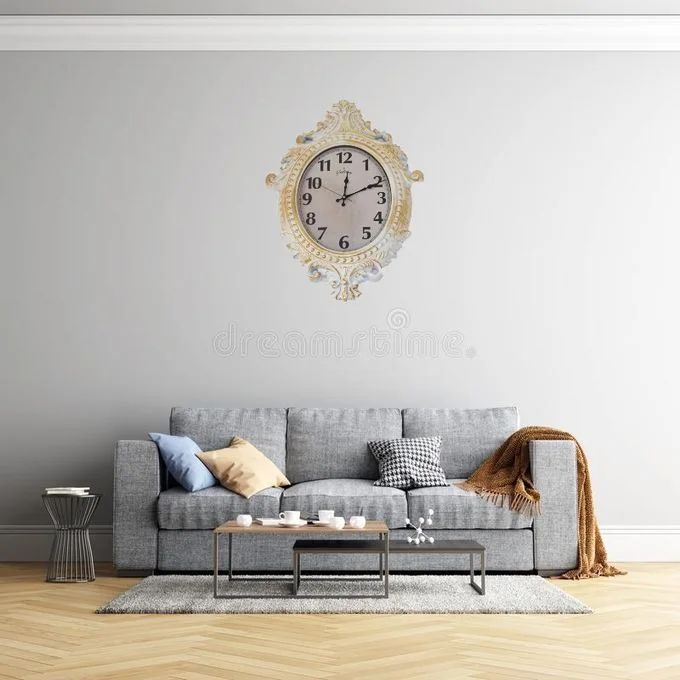 263 - horloge murale grande taille pour décoration salon, style classique - Blanc