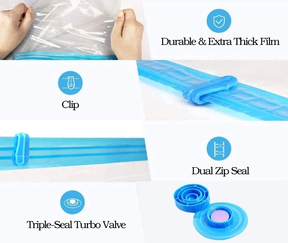 Lot de 8 Sac de Rangement sous vide pour Voyage avec Pompe