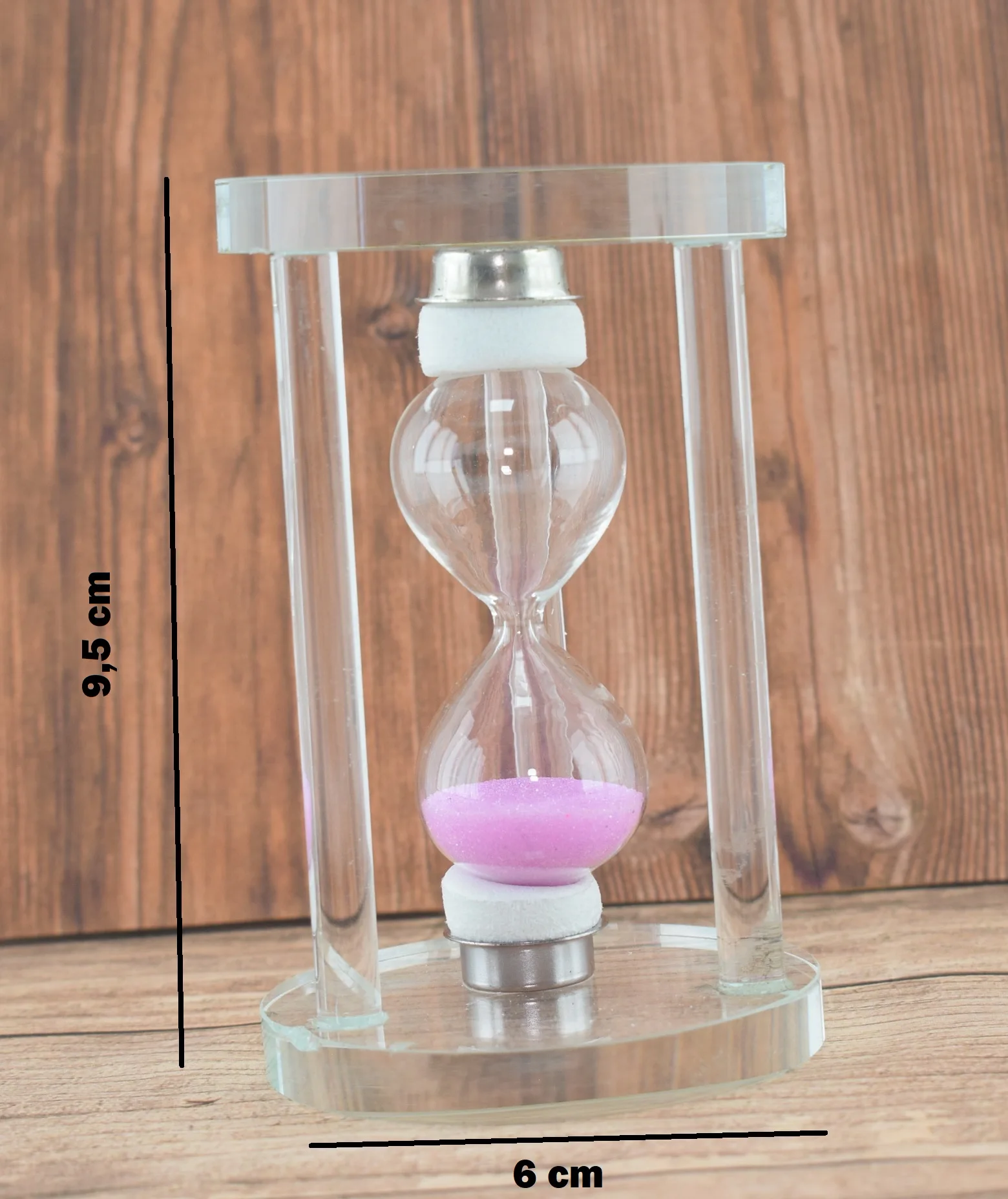 774R - Sablier en verre 7 secondes, décoratif et pratique - Rose