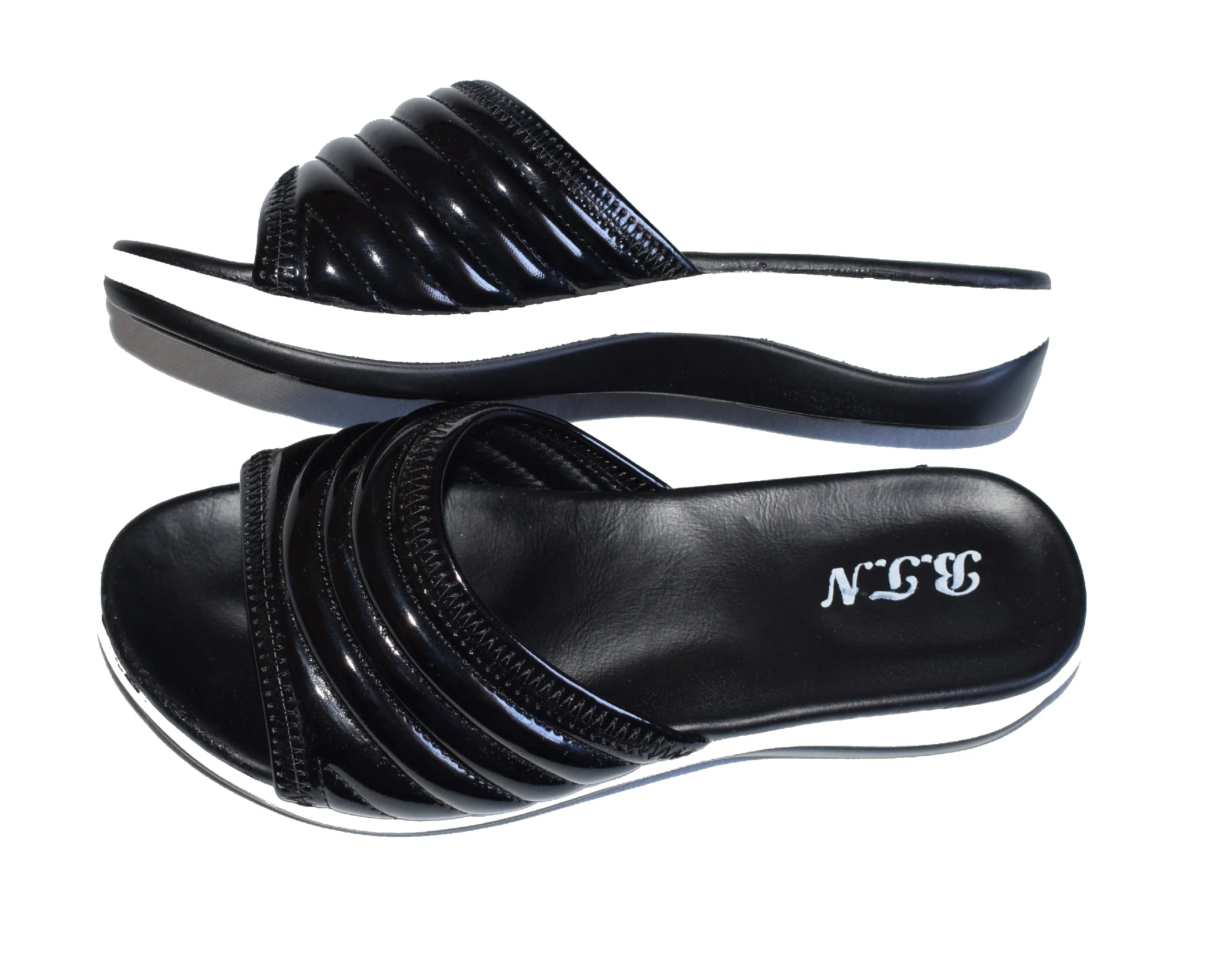 26N-Sandale femme élégante Noir Brillant