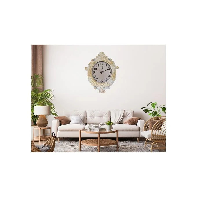 263 - horloge murale grande taille pour décoration salon, style classique - Blanc
