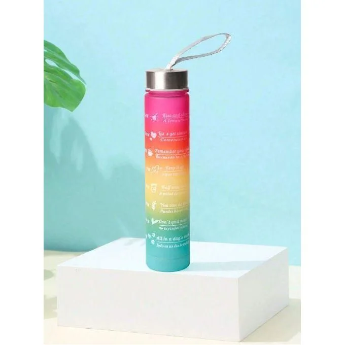 1123-Lot de 2 bouteilles gourdes - 900 ml et 300 ml - Antifuite - Avec paille - Sans BPA - Avec marqueur de temps