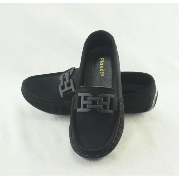 1112Mocassins en daim pour femme tendance - Noir