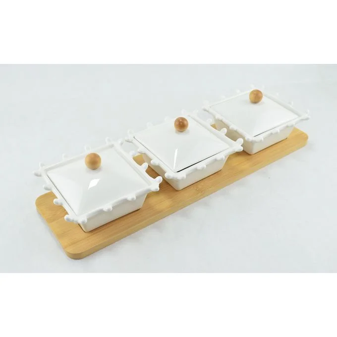 211 - 3 pots à épices, Boîte d'assaisonnement pour condiments en porcelaine - BC13-3