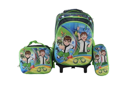 850 - Cartable scolaire à roulette 3 pièces BEN10