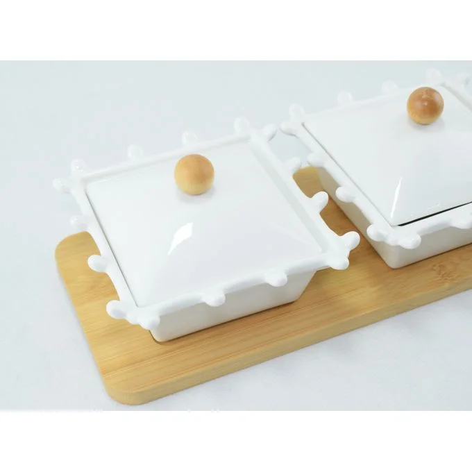 211 - 3 pots à épices, Boîte d'assaisonnement pour condiments en porcelaine - BC13-3