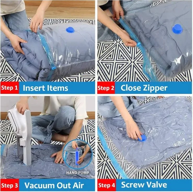 Lot de 8 Sac de Rangement sous vide pour Voyage avec Pompe