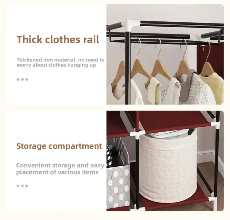 Armoire Penderie pliable à 3 portes 8 étagères Pour Rangement de vêtements