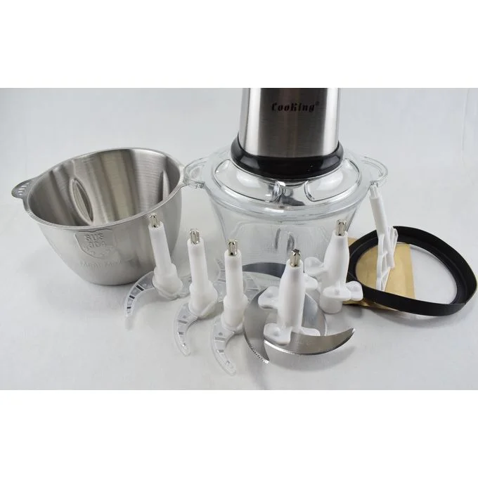 224 - Hachoir Électrique 2 Bol INOX et Verre 2L
