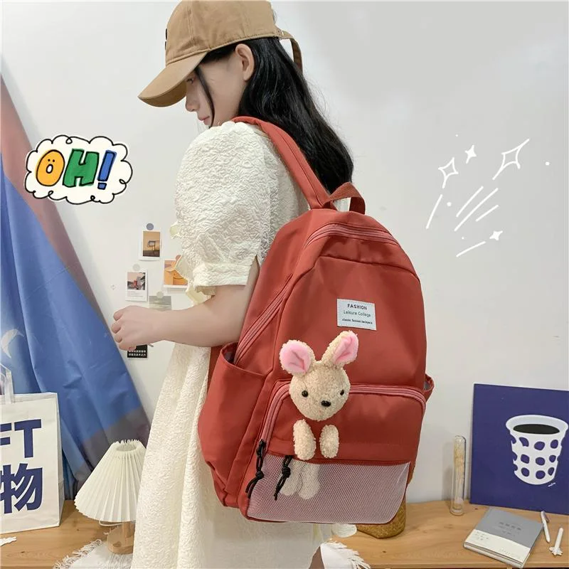 689R - Sac à dos pour femmes, sacs à dos simples pour filles, sacs pour femmes - Rouge