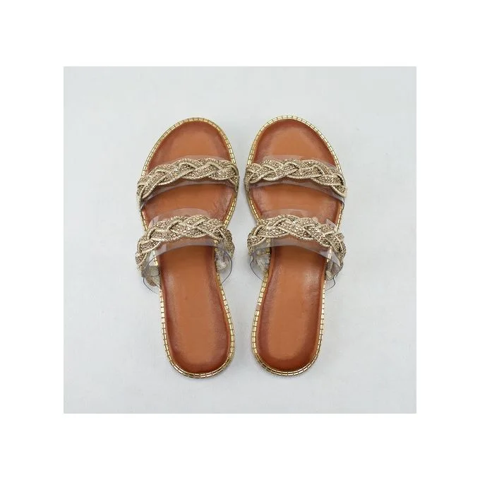 296-Sandale femme élégante dorée  - Or