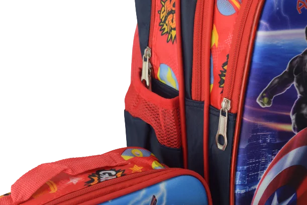 851 - Cartable scolaire à roulette 3 pièces CAPTAIN AMERICA
