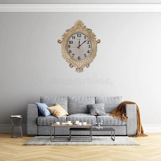 264 - horloge murale grande taille pour décoration salon, style classique - Beige