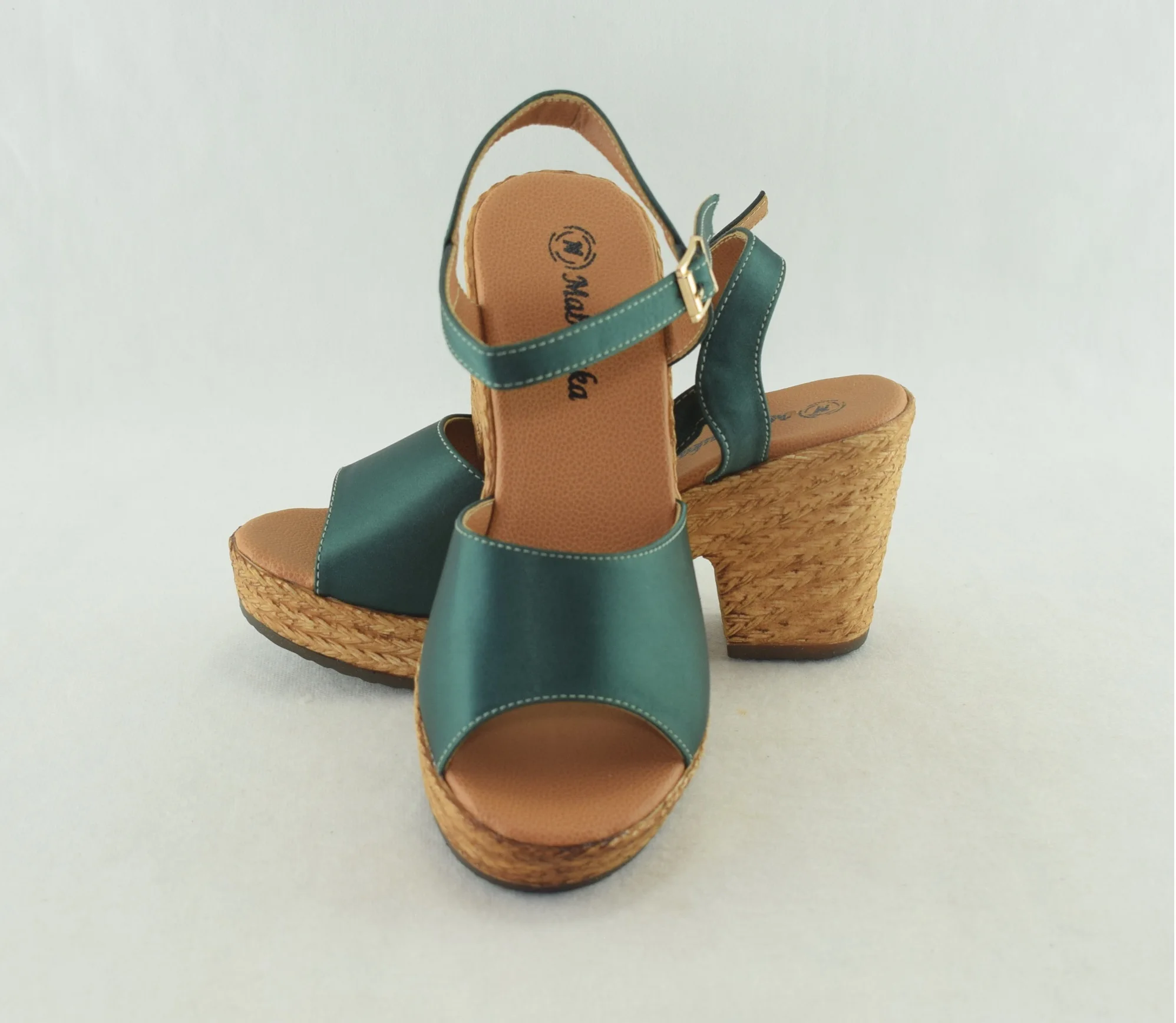 739-sandales femme a talon haut et plateforme Vert