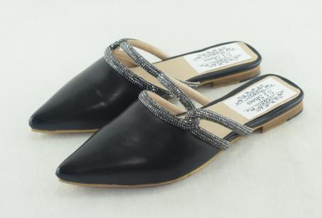 684 - Mules Plates à Bout Pointu  élégantes - Noir